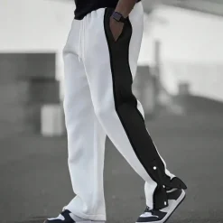 OUKU Men's Sweatpants Joggers Trousers Patchwork Drawstring Elastic Waist Color Block Comfort Breathable Casual Daily Holiday Sports Fashion Black White