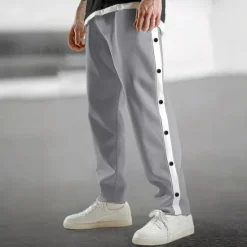 Sale OUKU Men's Sweatpants Joggers Tear Away Pants Trousers Straight Leg Sweatpants Drawstring Elastic Waist Side Button Plain Comfort Breathable Full Length Outdoor Daily Going out Fashion Casual Black Blue