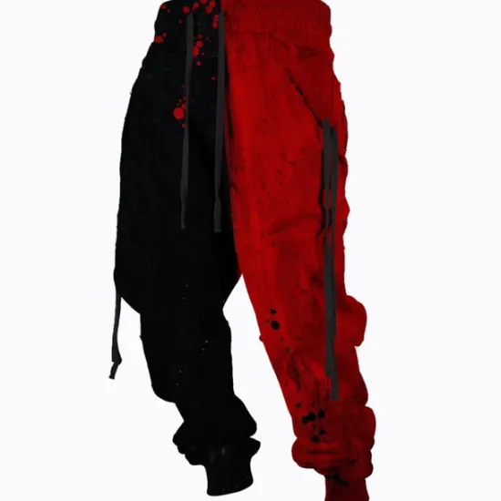 Outlet OUKU Men's Sweatpants Joggers Trousers Drawstring Elastic Waist Ribbon Graphic Prints Comfort Breathable Sports Outdoor Casual Daily Cotton Blend Terry Streetwear Designer Red Blue Micro-elastic