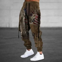 Sale OUKU Men's Sweatpants Joggers Trousers Drawstring Side Pockets Elastic Waist Color Block Graphic Prints Comfort Breathable Sports Outdoor Casual Daily Cotton Blend Terry Streetwear Designer Brown Gray