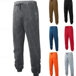 New OUKU Men's Sweatpants Joggers Trousers Casual Pants Drawstring Elastic Waist Zipper Pocket Plain Comfort Warm Full Length Outdoor Casual Daily Sports Fashion Black Yellow