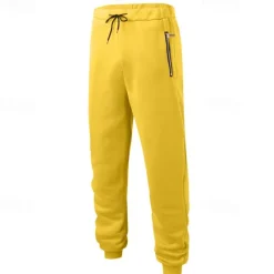 New OUKU Men's Sweatpants Joggers Trousers Casual Pants Drawstring Elastic Waist Zipper Pocket Plain Comfort Warm Full Length Outdoor Casual Daily Sports Fashion Black Yellow