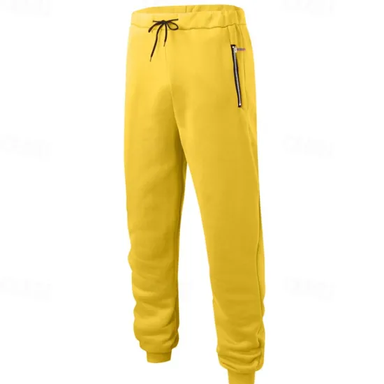 New OUKU Men's Sweatpants Joggers Trousers Casual Pants Drawstring Elastic Waist Zipper Pocket Plain Comfort Warm Full Length Outdoor Casual Daily Sports Fashion Black Yellow
