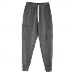 Outlet OUKU Men's Sweatpants Joggers Trousers Drawstring Elastic Waist Multi Pocket Plain Comfort Sports Outdoor Daily Fashion Casual Black Light Grey Micro-elastic