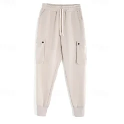 Outlet OUKU Men's Sweatpants Joggers Trousers Drawstring Elastic Waist Multi Pocket Plain Comfort Sports Outdoor Daily Fashion Casual Black Light Grey Micro-elastic