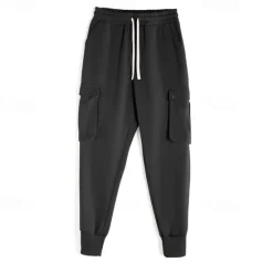 Outlet OUKU Men's Sweatpants Joggers Trousers Drawstring Elastic Waist Multi Pocket Plain Comfort Sports Outdoor Daily Fashion Casual Black Light Grey Micro-elastic