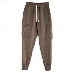 Outlet OUKU Men's Sweatpants Joggers Trousers Drawstring Elastic Waist Multi Pocket Plain Comfort Sports Outdoor Daily Fashion Casual Black Light Grey Micro-elastic