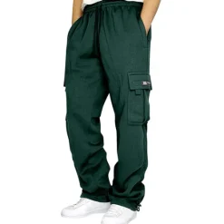 OUKU Men's Sweatpants Joggers Trousers Cargo Sweatpants Pocket Plain Comfort Breathable Outdoor Daily Going out Fashion Casual Dark Khaki Black
