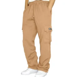 OUKU Men's Sweatpants Joggers Trousers Cargo Sweatpants Pocket Plain Comfort Breathable Outdoor Daily Going out Fashion Casual Dark Khaki Black