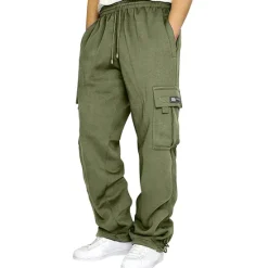 OUKU Men's Sweatpants Joggers Trousers Cargo Sweatpants Pocket Plain Comfort Breathable Outdoor Daily Going out Fashion Casual Dark Khaki Black