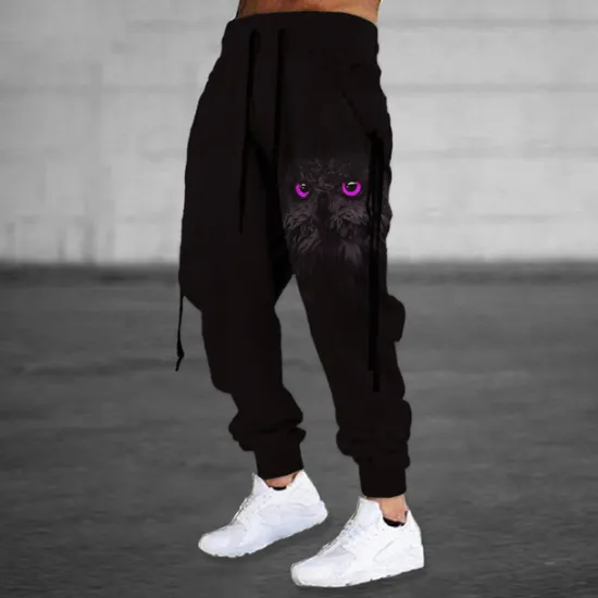 Clearance OUKU Men's Sweatpants Joggers Trousers Drawstring Side Pockets Elastic Waist Animal Graphic Prints Comfort Breathable Sports Outdoor Casual Daily Cotton Blend Terry Streetwear Designer Black Purple