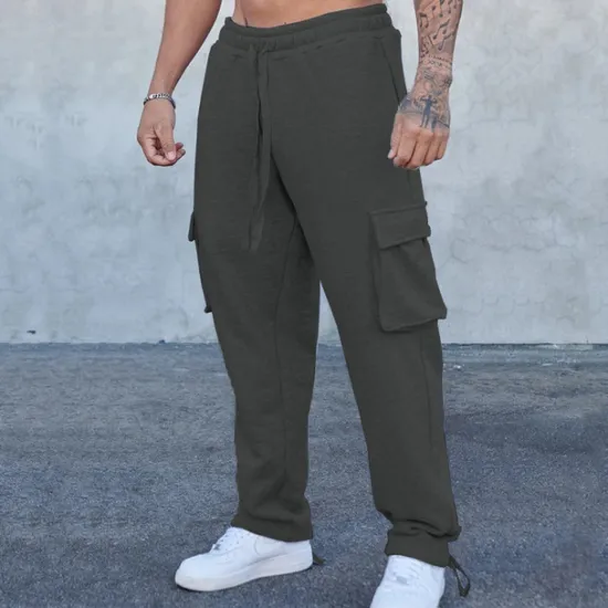 Discount OUKU Men's Sweatpants Joggers Trousers Cargo Sweatpants Pocket Drawstring Elastic Waist Plain Comfort Sports Outdoor Daily Fashion Casual Black Red Micro-elastic