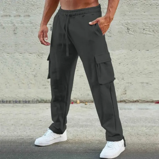 Discount OUKU Men's Sweatpants Joggers Trousers Cargo Sweatpants Pocket Drawstring Elastic Waist Plain Comfort Sports Outdoor Daily Fashion Casual Black Red Micro-elastic