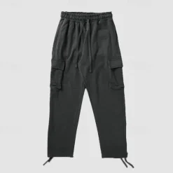 Discount OUKU Men's Sweatpants Joggers Trousers Cargo Sweatpants Pocket Drawstring Elastic Waist Plain Comfort Sports Outdoor Daily Fashion Casual Black Red Micro-elastic