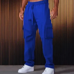 Discount OUKU Men's Sweatpants Joggers Trousers Cargo Sweatpants Pocket Drawstring Elastic Waist Plain Comfort Sports Outdoor Daily Fashion Casual Black Red Micro-elastic