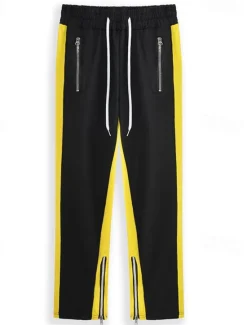 Outlet OUKU Men's Sweatpants Joggers Tapered pants Trousers Drawstring Elastic Waist Zipper Pocket Color Block Comfort Casual Daily Holiday Sports Stylish Black-White White & Blue Micro-elastic