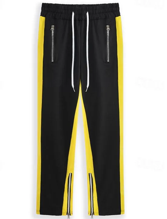 Outlet OUKU Men's Sweatpants Joggers Tapered pants Trousers Drawstring Elastic Waist Zipper Pocket Color Block Comfort Casual Daily Holiday Sports Stylish Black-White White & Blue Micro-elastic