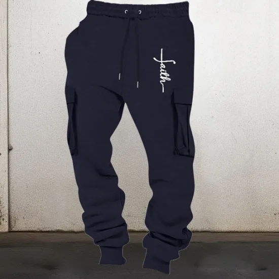 Hot OUKU Men's Sweatpants Joggers Trousers Cargo Sweatpants Elastic Waist Multi Pocket Elastic Cuff Graphic Prints Cross Wearable Outdoor Daily Camping & Hiking Fashion Classic Black Pink