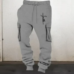 Hot OUKU Men's Sweatpants Joggers Trousers Cargo Sweatpants Elastic Waist Multi Pocket Elastic Cuff Graphic Prints Cross Wearable Outdoor Daily Camping & Hiking Fashion Classic Black Pink