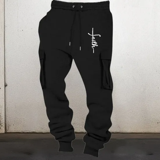 Hot OUKU Men's Sweatpants Joggers Trousers Cargo Sweatpants Elastic Waist Multi Pocket Elastic Cuff Graphic Prints Cross Wearable Outdoor Daily Camping & Hiking Fashion Classic Black Pink