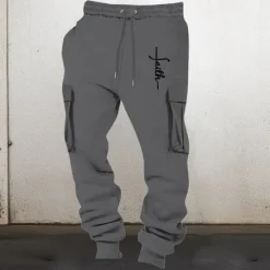 Hot OUKU Men's Sweatpants Joggers Trousers Cargo Sweatpants Elastic Waist Multi Pocket Elastic Cuff Graphic Prints Cross Wearable Outdoor Daily Camping & Hiking Fashion Classic Black Pink
