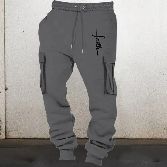 Hot OUKU Men's Sweatpants Joggers Trousers Cargo Sweatpants Elastic Waist Multi Pocket Elastic Cuff Graphic Prints Cross Wearable Outdoor Daily Camping & Hiking Fashion Classic Black Pink