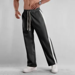 Best OUKU Men's Sweatpants Joggers Trousers Pocket Drawstring Elastic Waist Color Block Comfort Sports Outdoor Daily Fashion Casual Black Apricot Micro-elastic