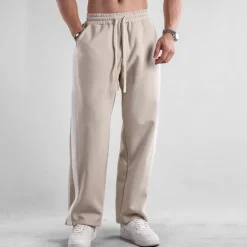 Best OUKU Men's Sweatpants Joggers Trousers Pocket Drawstring Elastic Waist Color Block Comfort Sports Outdoor Daily Fashion Casual Black Apricot Micro-elastic