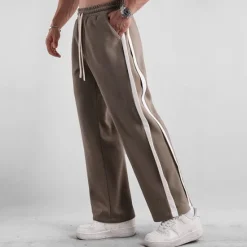 Best OUKU Men's Sweatpants Joggers Trousers Pocket Drawstring Elastic Waist Color Block Comfort Sports Outdoor Daily Fashion Casual Black Apricot Micro-elastic