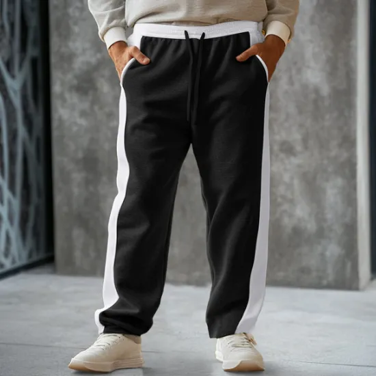 Hot OUKU Men's Sweatpants Joggers Wide Leg Sweatpants Trousers Pocket Drawstring Elastic Waist Color Block Comfort Breathable Outdoor Daily Going out Fashion Casual Black Light Grey