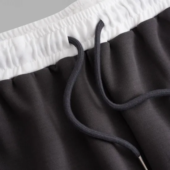 Hot OUKU Men's Sweatpants Joggers Wide Leg Sweatpants Trousers Pocket Drawstring Elastic Waist Color Block Comfort Breathable Outdoor Daily Going out Fashion Casual Black Light Grey