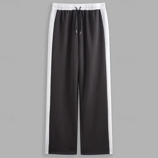 Hot OUKU Men's Sweatpants Joggers Wide Leg Sweatpants Trousers Pocket Drawstring Elastic Waist Color Block Comfort Breathable Outdoor Daily Going out Fashion Casual Black Light Grey