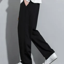 Online OUKU Men's Sweatpants Trousers Straight Leg Sweatpants Pocket Drawstring Elastic Waist Plain Comfort Sports Outdoor Daily Fashion Casual Black Beige Micro-elastic