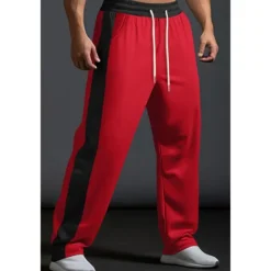 New OUKU Men's Sweatpants Trousers Casual Pants Patchwork Pocket Drawstring Color Block Comfort Vacation Sports Outdoor Casual Black White Micro-elastic