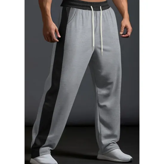 New OUKU Men's Sweatpants Trousers Casual Pants Patchwork Pocket Drawstring Color Block Comfort Vacation Sports Outdoor Casual Black White Micro-elastic