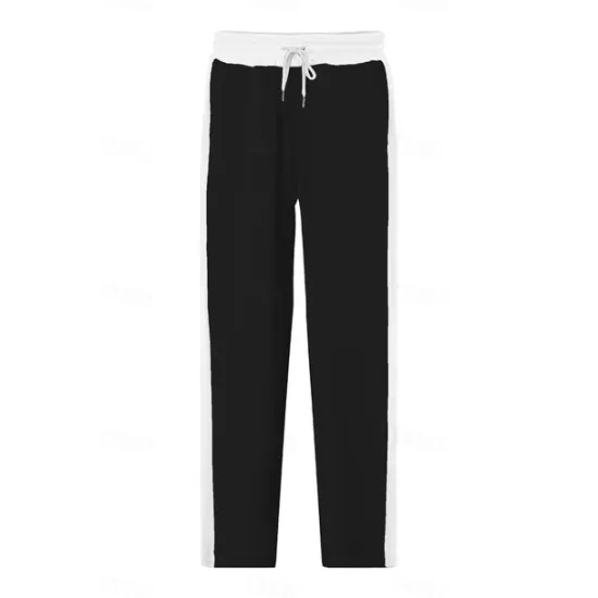 New OUKU Men's Sweatpants Trousers Casual Pants Patchwork Pocket Drawstring Color Block Comfort Vacation Sports Outdoor Casual Black White Micro-elastic