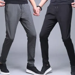 Online OUKU Men's Sweatpants Trousers Chinos Chino Pants Jogger Pants Drawstring Elastic Waist Plain Breathable Outdoor Full Length Casual Daily Return to Office Casual Athleisure Micro-elastic Black