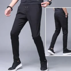 Online OUKU Men's Sweatpants Trousers Chinos Chino Pants Jogger Pants Drawstring Elastic Waist Plain Breathable Outdoor Full Length Casual Daily Return to Office Casual Athleisure Micro-elastic Black
