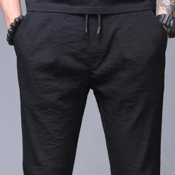 Online OUKU Men's Sweatpants Trousers Chinos Chino Pants Jogger Pants Drawstring Elastic Waist Plain Breathable Outdoor Full Length Casual Daily Return to Office Casual Athleisure Micro-elastic Black