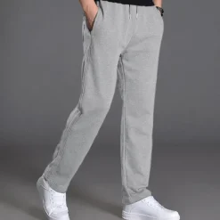 Discount OUKU Men's Sweatpants Trousers Casual Pants Straight Leg Sweatpants Pocket Drawstring Elastic Waist Plain Comfort Sports Outdoor Casual Daily Fashion Streetwear Black Navy Blue Micro-elastic