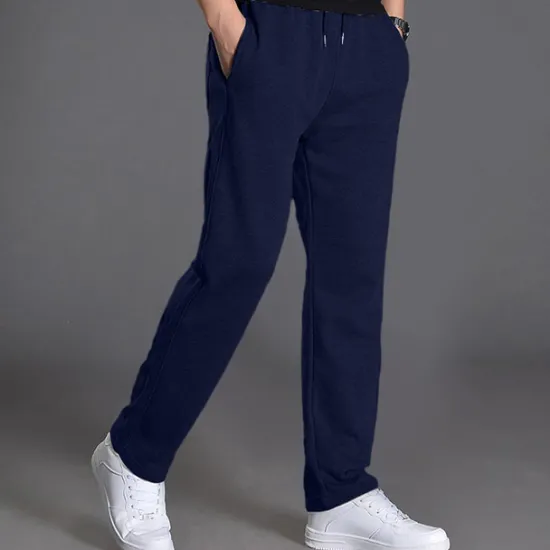 Discount OUKU Men's Sweatpants Trousers Casual Pants Straight Leg Sweatpants Pocket Drawstring Elastic Waist Plain Comfort Sports Outdoor Casual Daily Fashion Streetwear Black Navy Blue Micro-elastic