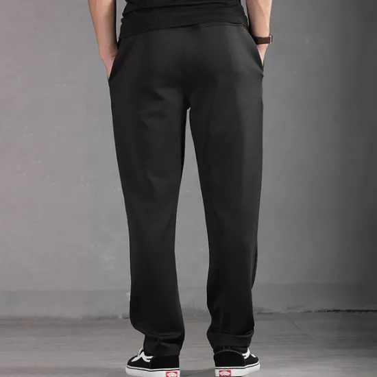 Discount OUKU Men's Sweatpants Trousers Casual Pants Straight Leg Sweatpants Pocket Drawstring Elastic Waist Plain Comfort Sports Outdoor Casual Daily Fashion Streetwear Black Navy Blue Micro-elastic