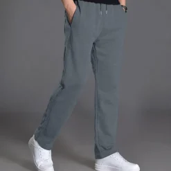 Discount OUKU Men's Sweatpants Trousers Casual Pants Straight Leg Sweatpants Pocket Drawstring Elastic Waist Plain Comfort Sports Outdoor Casual Daily Fashion Streetwear Black Navy Blue Micro-elastic