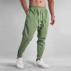 Clearance OUKU Men's Sweatpants Trousers Pocket Drawstring Elastic Waist Plain Comfort Sports Outdoor Daily Fashion Casual Black Green Micro-elastic