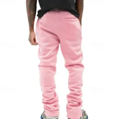 Outlet OUKU Men's Sweatpants Trousers Casual Pants Drawstring Elastic Waist Straight Leg Plain Comfort Sports Outdoor Daily Fashion Casual Black Pink Micro-elastic