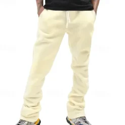 Outlet OUKU Men's Sweatpants Trousers Casual Pants Drawstring Elastic Waist Straight Leg Plain Comfort Sports Outdoor Daily Fashion Casual Black Pink Micro-elastic