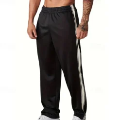 Outlet OUKU Men's Sweatpants Trousers Straight Leg Sweatpants Patchwork Pocket Elastic Waist Color Block Comfort Sports Outdoor Daily Fashion Casual Black Wine Micro-elastic