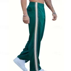 Outlet OUKU Men's Sweatpants Trousers Straight Leg Sweatpants Patchwork Pocket Elastic Waist Color Block Comfort Sports Outdoor Daily Fashion Casual Black Wine Micro-elastic