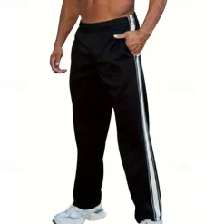 Outlet OUKU Men's Sweatpants Trousers Straight Leg Sweatpants Patchwork Pocket Elastic Waist Color Block Comfort Sports Outdoor Daily Fashion Casual Black Wine Micro-elastic