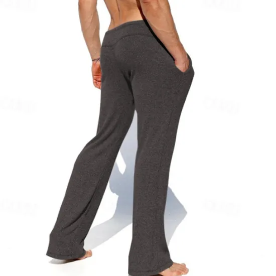 Best OUKU Men's Sweatpants Trousers Casual Pants Knit Pants Drawstring Elastic Waist Plain Comfort Soft Full Length Yoga Daily Gym Sports Athleisure Light Grey Dark Gray Micro-elastic